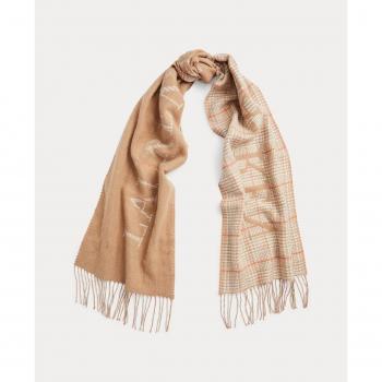 Bufanda bicolor jacquard de mujer Ralph Lauren en color camel