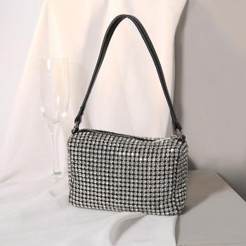 Bolso Hobos de mujer, bandolera de piel sintética con diamantes, estilo de lujo 2022