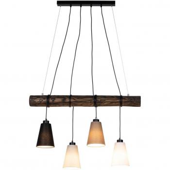 Arredo Illuminante a Sospensione Tipo Como, Versione Noce, 4 Fonti Luminose