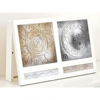 Pintura Manual Sol y Luna con Relieve Plata