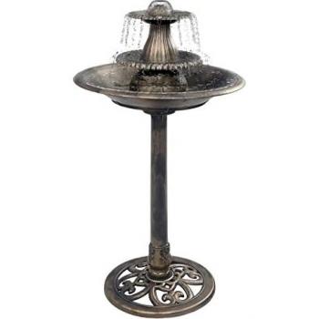 50x91 cm Bronze Bird Bath with Fountain Plastic