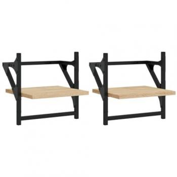 VidaXL 2er Set Wandregale Sonoma-Eiche 30x25x30 cm