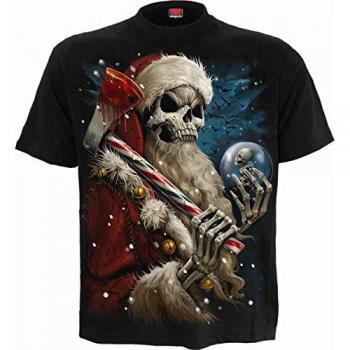 T-Shirt Spiral Uomo Candy Cane Santa Nero S-XL