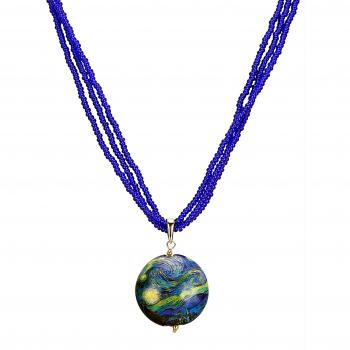 Muranoglas-Kugel aus Diemer Gold, 15 cm, bunte Kette