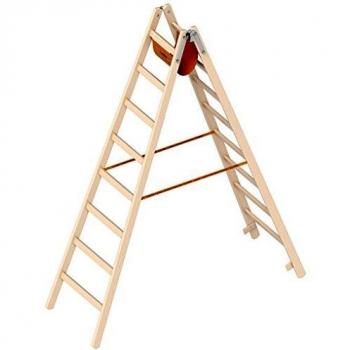 Layher Holzsprossen Stehleiter 2x8 Doppelsprossen-Vierkant