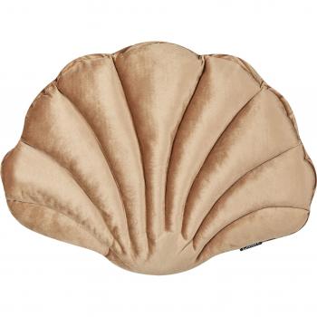 Sable Chic : Coussin Velours Beige à Motif Coquillage