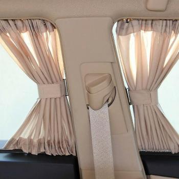 Cortinas Beige para Ventanas de Auto 2 Pcs