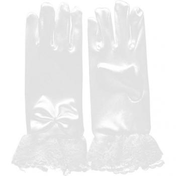 Satin-Kurzhandschuhe mit Blumenbogen für Mädchen