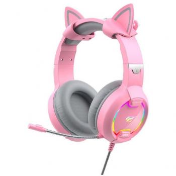 Havit Roze Cat Ear Gaming Microphone – RGB & Afneembaar