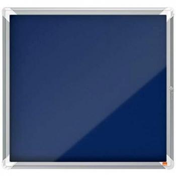 Nobo Premium Plus Blue Felt Lockable Noticeboard Display Case 6 x A4