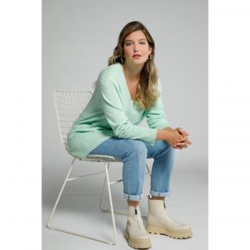 Maglione donna turchese oversize con scollo a V 56/58