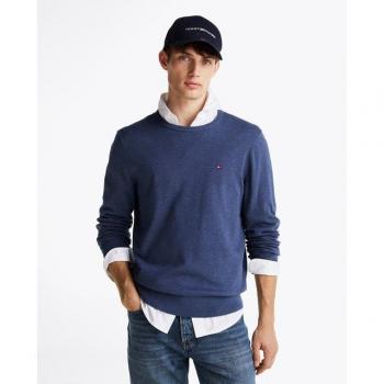 Tommy Hilfiger Maglia Blu a Collo Giro in Cotone