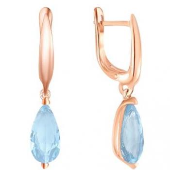 Goldschmuck Damen: 585 Rotgold Ohrset mit blauem Topas – S&A Design