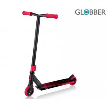 Patinete Stunt GS 360 negro-rojo con ruedas de alta resistencia, plataforma antideslizante, manillar ajustable en altura y sistema de dirección acrobático