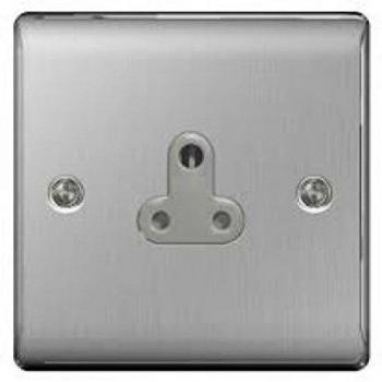 BG Nexus 5A Unswitched Socket Brushed Steel