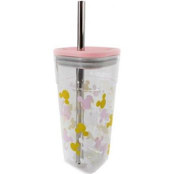 Verre Cube Mickey Mouse avec Paille en Acier 540 ml