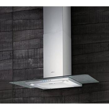 Campana de extracción de vidrio plano 90 cm, diseño decorativo, 450 m³/h