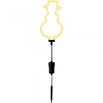 BONETTI LED Gartenleuchte Schneemann, 70cm Neon Stab, batteriebetrieben mit Timer für Weihnachtsdeko