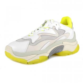 Ash Addict Athletic Sneakers White-Leather Yellow-Mesh 40