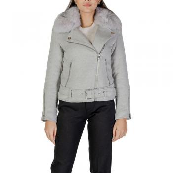 Guess Gray Polyester Zip-Up Coat for Women