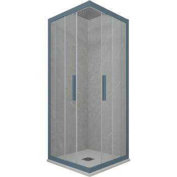 Cabine de douche à paroi coulissante 80x110 cm en PVC Navy avec verre transparent Forte Kolors