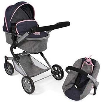 Bayer Chic 2000 597 26 3‑in‑1 Lia Komplettset – Puppenfahrzeug + Babywanne + Sport-Crash-Sitz in Melange