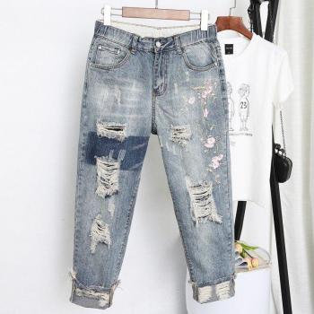 2022 Women's Vintage Denim Harem Pants Plus Size 5XL