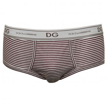 Dolce Gabbana Brand Brief, Striped Burgundy XXL