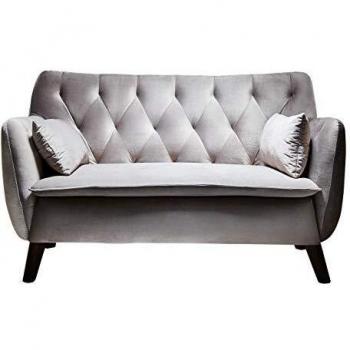 Atlantic Home Collection Sofa Janna, 2 Sitzer, Samt, Silber Grau