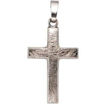 Anhänger Kreuz 375 Gold Weißgold eismatt
