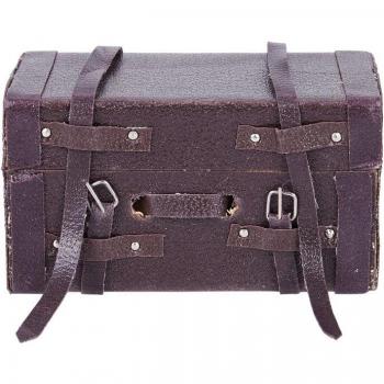 1:12 Scale Dollhouse Leather Wood Suitcase