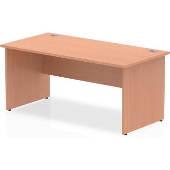 Impulse Straight Office Desk W1600 x D800 x H730mm Panel End Leg Maple Finish White Frame