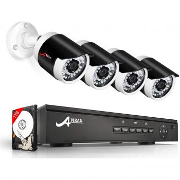 Enregistreur NVR ANRAN 4 Canaux 1080P 2.0MP Caméras IP Étanches 1 Go Stockage APP Gratuite