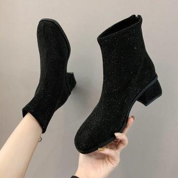 Botas Ostentosas de Aguja para Mujer, Puntera Redonda, Invierno