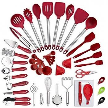 Set d'Ustensiles de Cuisine 42 Pièces en Silicone et Nylon