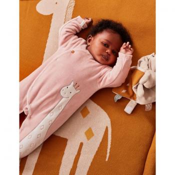 Pyjama girafe en velours, rose