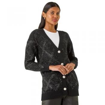 Gilet Longline en Tinsel Noir Roman