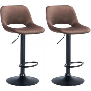 Set di 2 sgabelli Camden in velluto marrone
