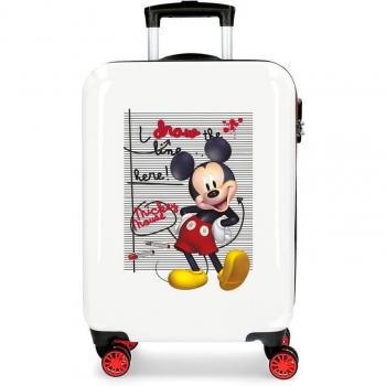 Disney Mickey Maleta De Cabina ABS Rígida Mickey Draw The Line Blanco