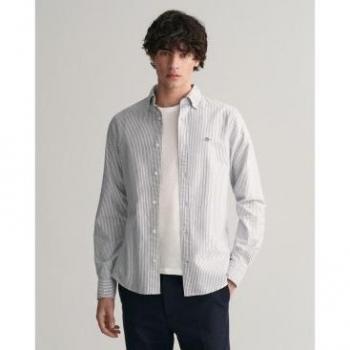 Camicia a Maniche Lunghe Gant Slim Oxford Blu Persiano a Righe XL