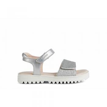 Sandalias Geox Coralie Niña con cierre de velcro en plata
