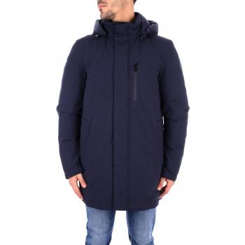 Men's 2XL Woolrich Heavy Jacket in Blue with Zipper, Detachable Hood Anorak Jacket