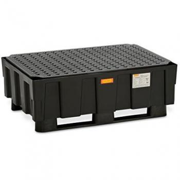 Bac de rétention EURO 250/2, en polyéthylène, avec 2 patins, certifié, B 1205 x D 805 x H 440 mm, grille PE incluse