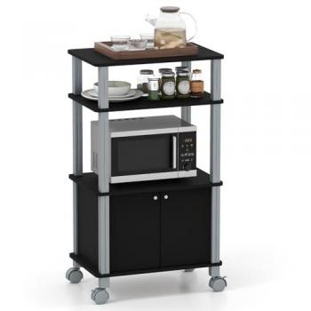 Scaffale Portatile con Ruote e 2 Ante, Dimensioni 60x40x98 cm