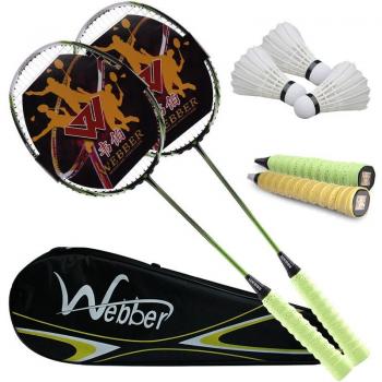 Kit de Badminton WEBBER : Raquettes en Carbone Ultra Légères et Sac Inclus