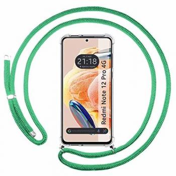 Funda Colgante Transparente Xiaomi Redmi Note 12 Pro 4G con Cordón Verde Agua