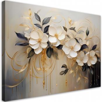 Affiche 60x40 cm Blanc Floral