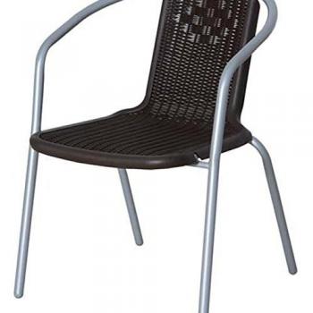 Sedia da giardino in stile street food, realizzata in acciaio e plastica, colore moka