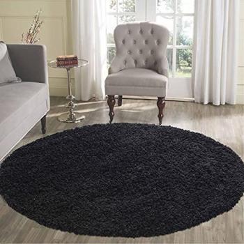 Chic Black Shaggy Rug for Living Spaces