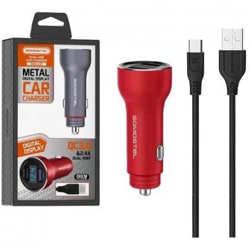 Estación de carga rápida para automóvil Somostel 30W, 2xUSB, metal‑delivery